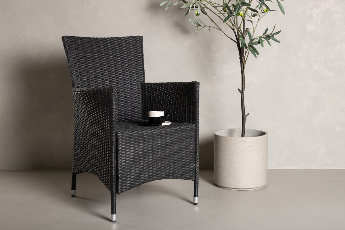2-piece set - Garden chair Caro made of rattan in Black