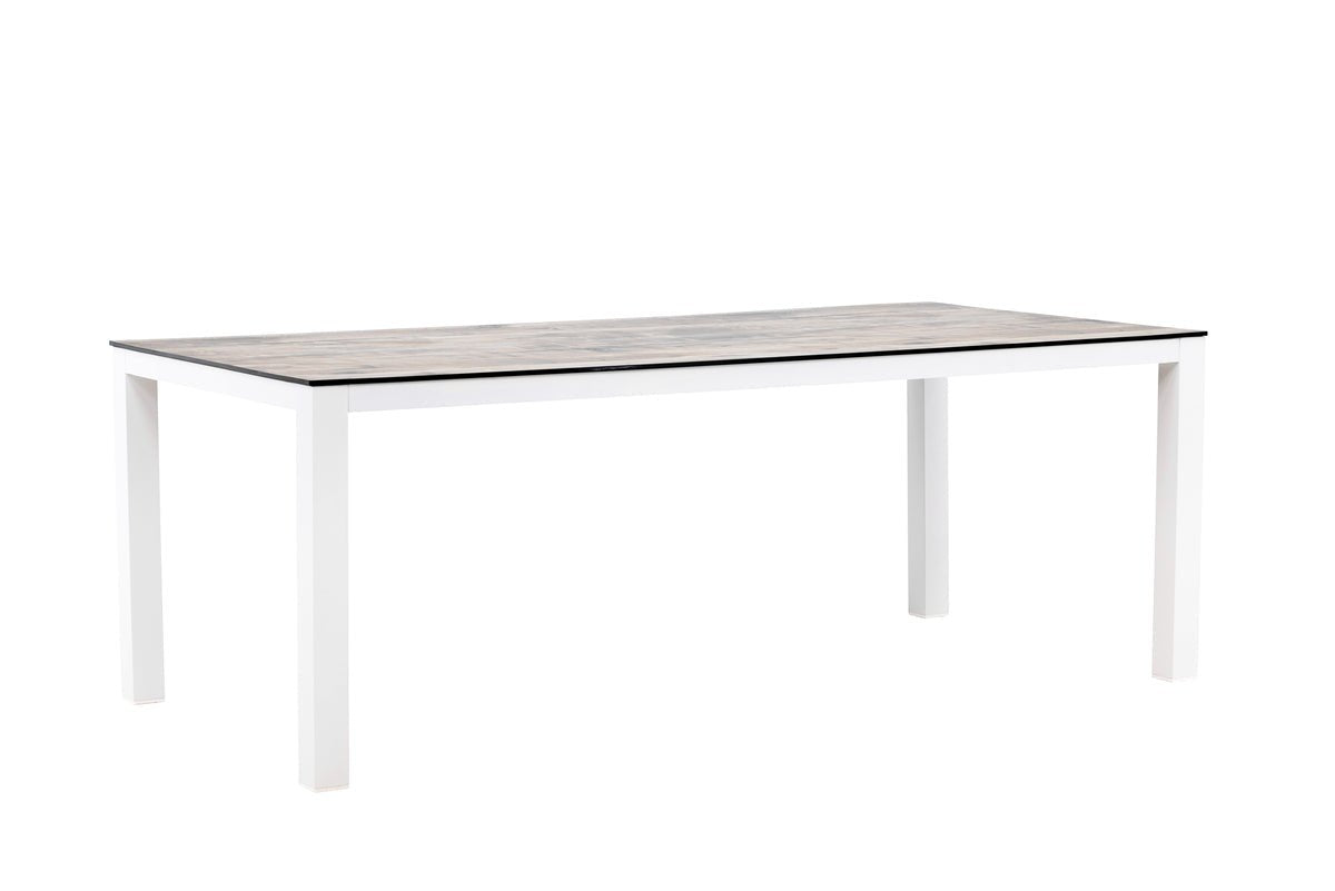 Garden table Kisiwa - a white gray rectangular dining table