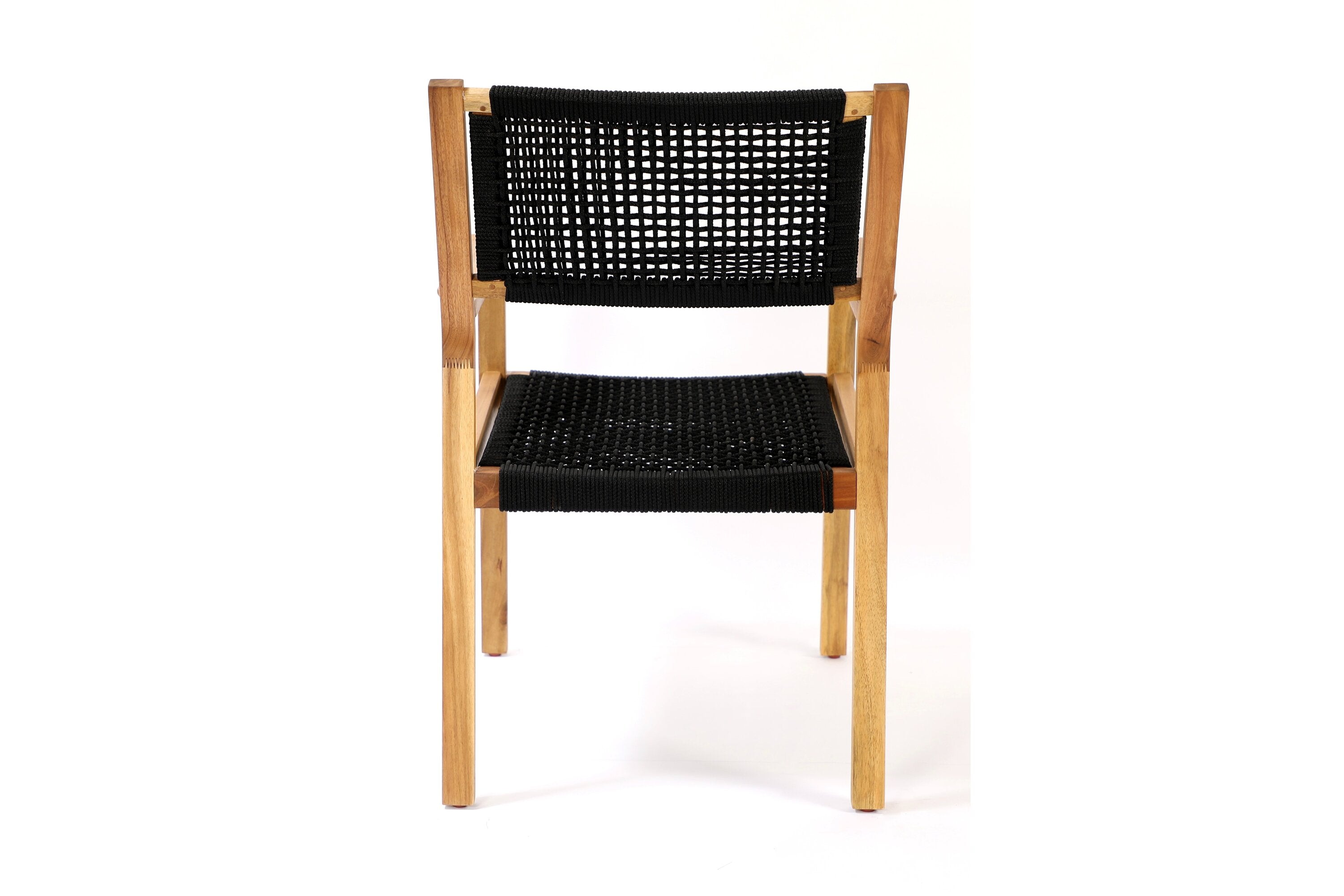 2-piece Set Garden Chair Mana - made of Acacia Wood with Black Seat and Backrest