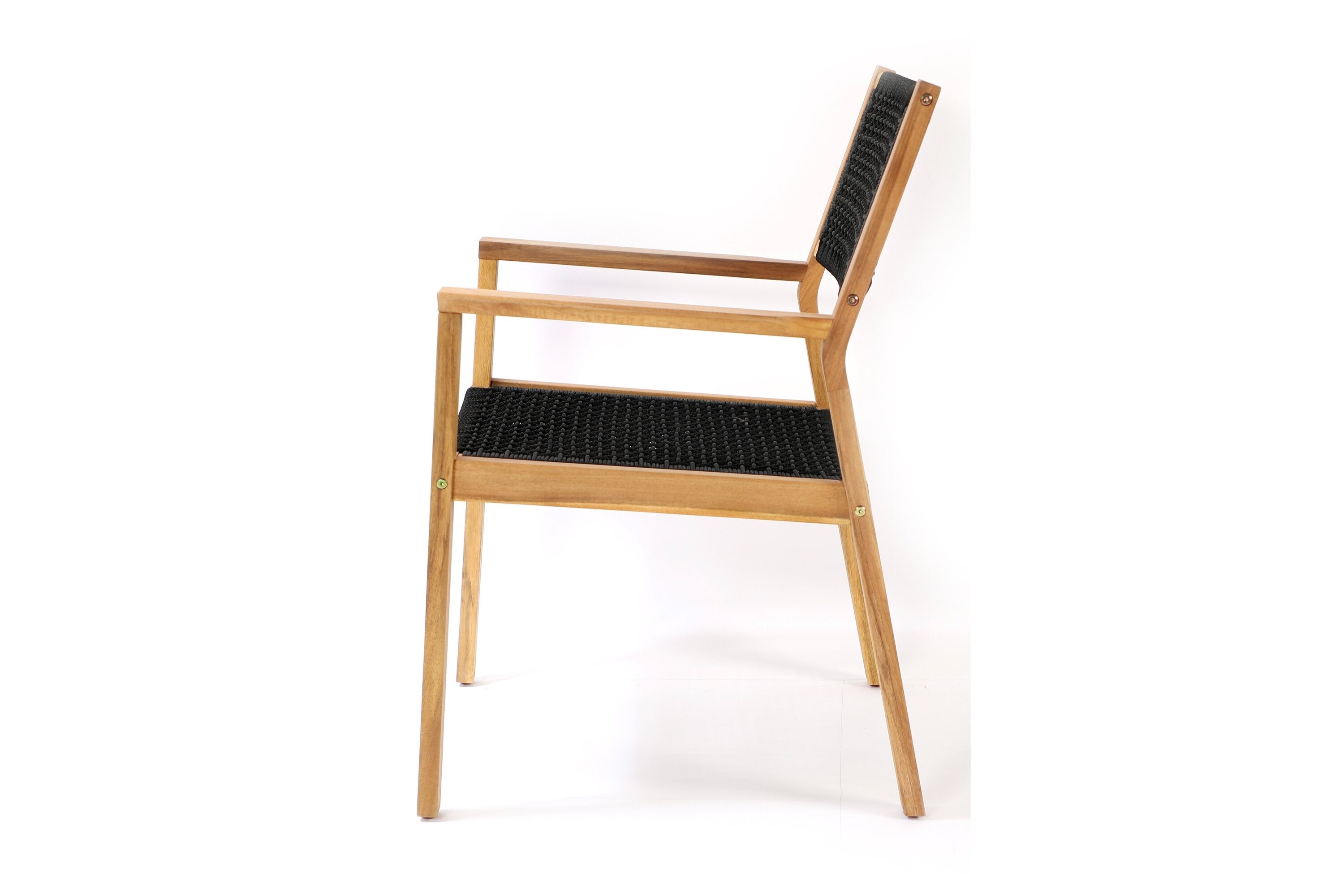 2-piece Set Garden Chair Mana - made of Acacia Wood with Black Seat and Backrest