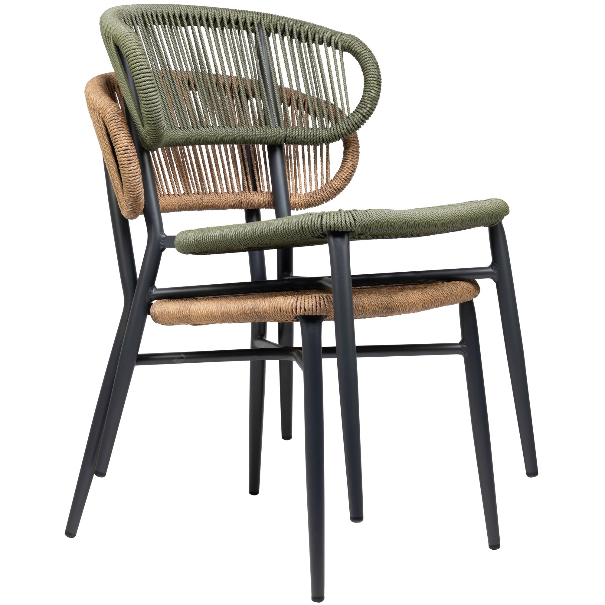 Set of 4 - Noura Rope Design Garden Chairs