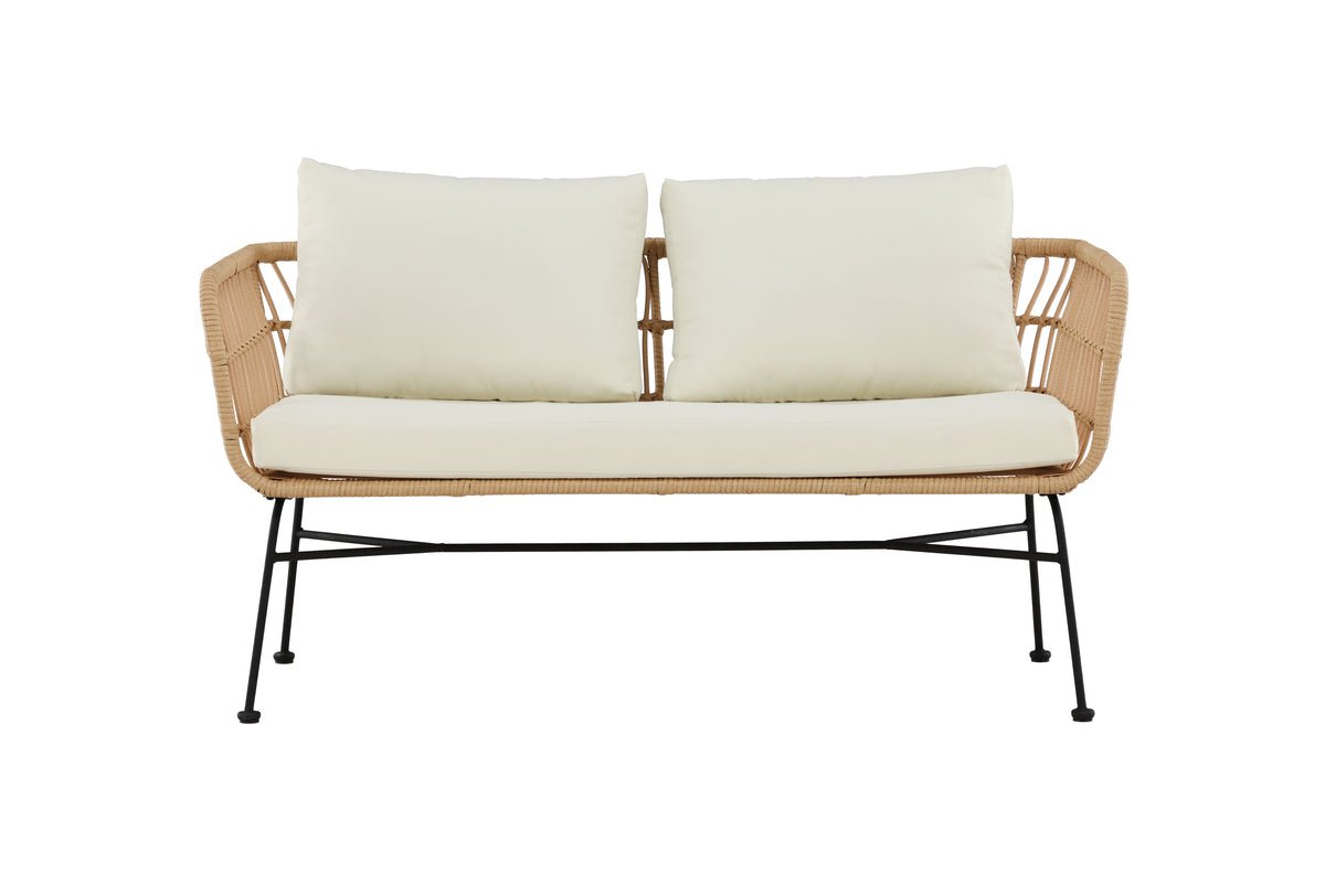 Garden Bench Isolde - In Natural Look or Black incl. Cushion