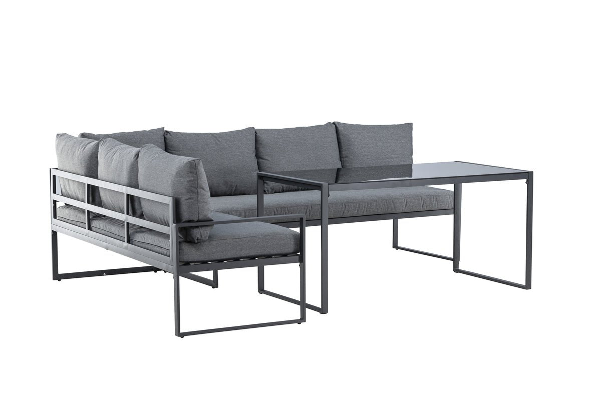 Garden Lounge Set Zico – 3-piece with Glass Table in Gray