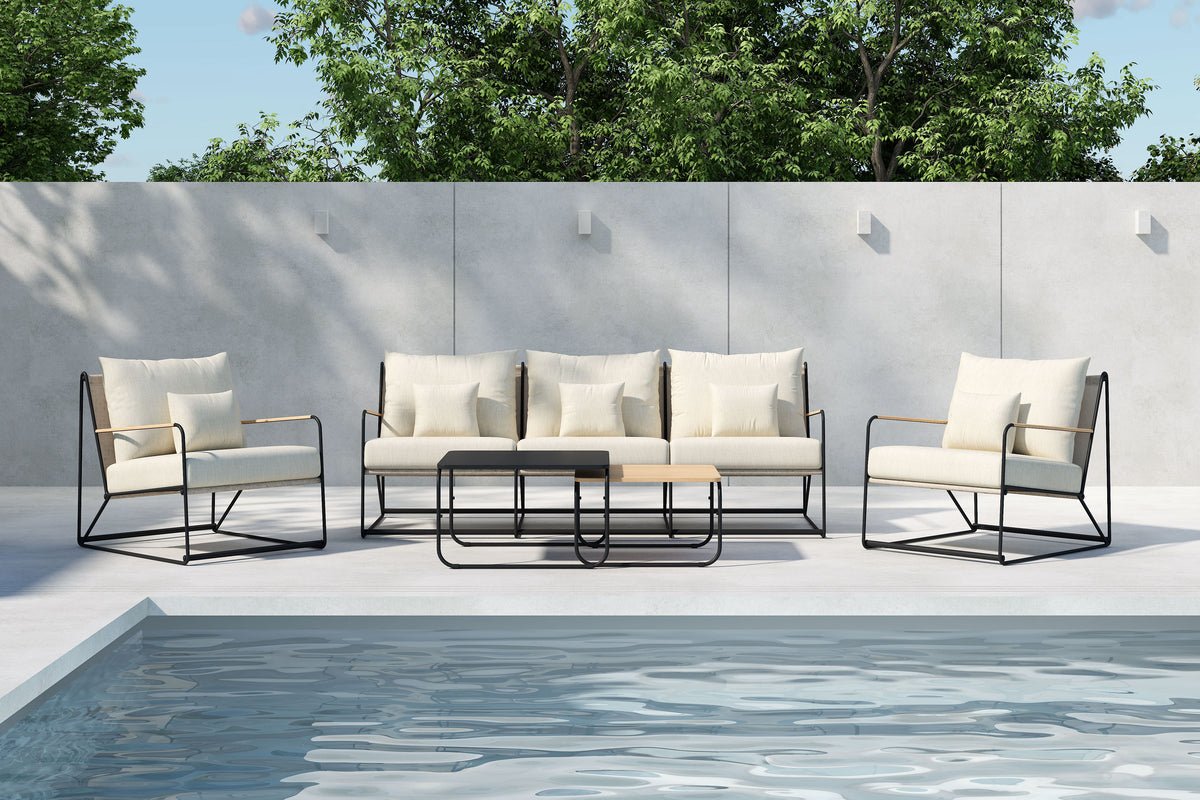 Garten Loungeset Santorini – wetterfest in mediterranem Design mit Kissen