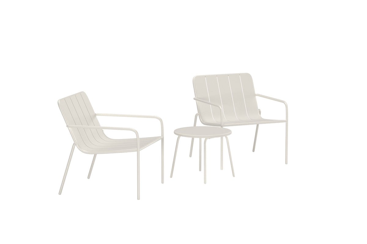 Garden Lounge Set Iverna – 3-piece Set with Round Table and Steel Chairs