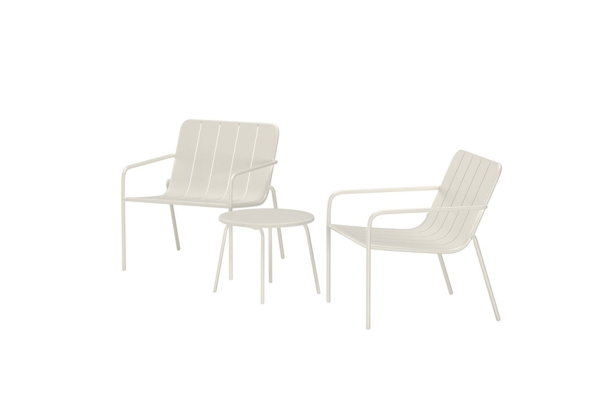Garden Lounge Set Iverna – 3-piece Set with Round Table and Steel Chairs