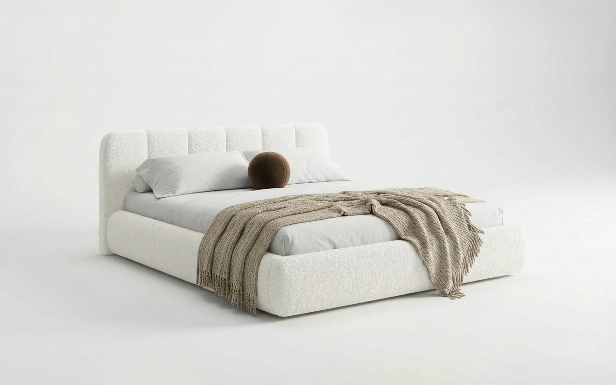Designer Upholstered Bed Avelo in Bouclé with Storage