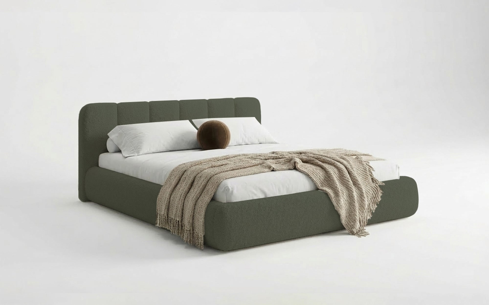 Designer Upholstered Bed Avelo in Bouclé with Storage
