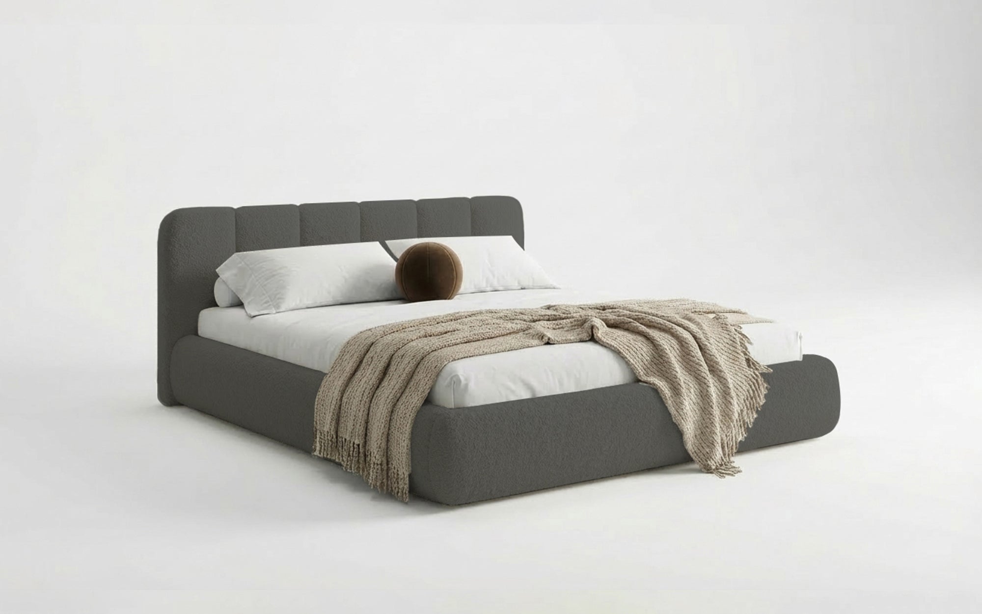 Designer Upholstered Bed Avelo in Bouclé with Storage