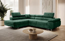 Designer corner sofa Aston with sleeping and folding function in velvet