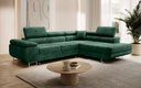 Designer corner sofa Aston with sleeping and folding function in velvet