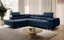 Designer corner sofa Aston with sleeping and folding function in velvet
