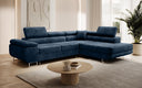 Designer corner sofa Aston with sleeping and folding function in velvet
