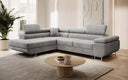 Designer corner sofa Aston with sleeping and folding function in velvet