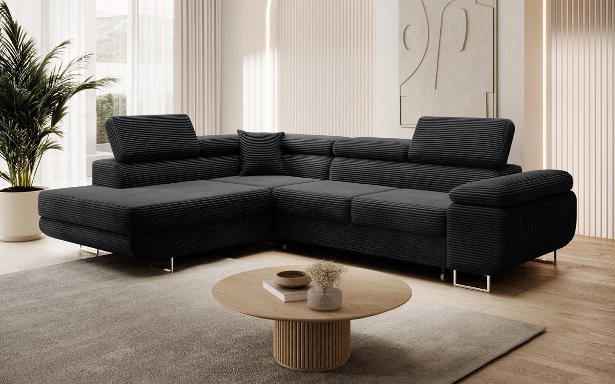 Designer Aston sofa with sleeping and folding function made of corduroy