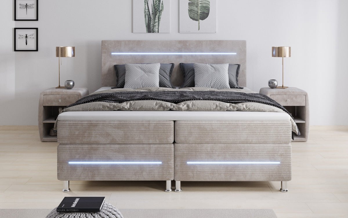 Sejour box spring bed with LED in cord