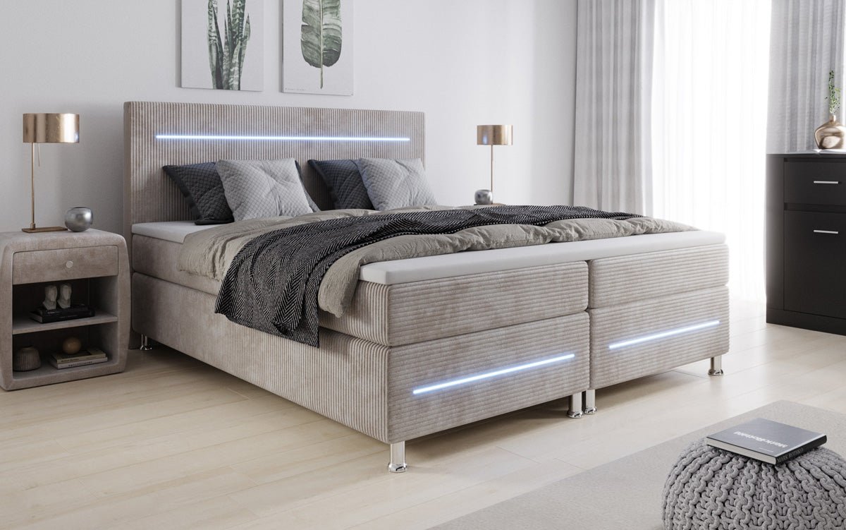Sejour box spring bed with LED in cord