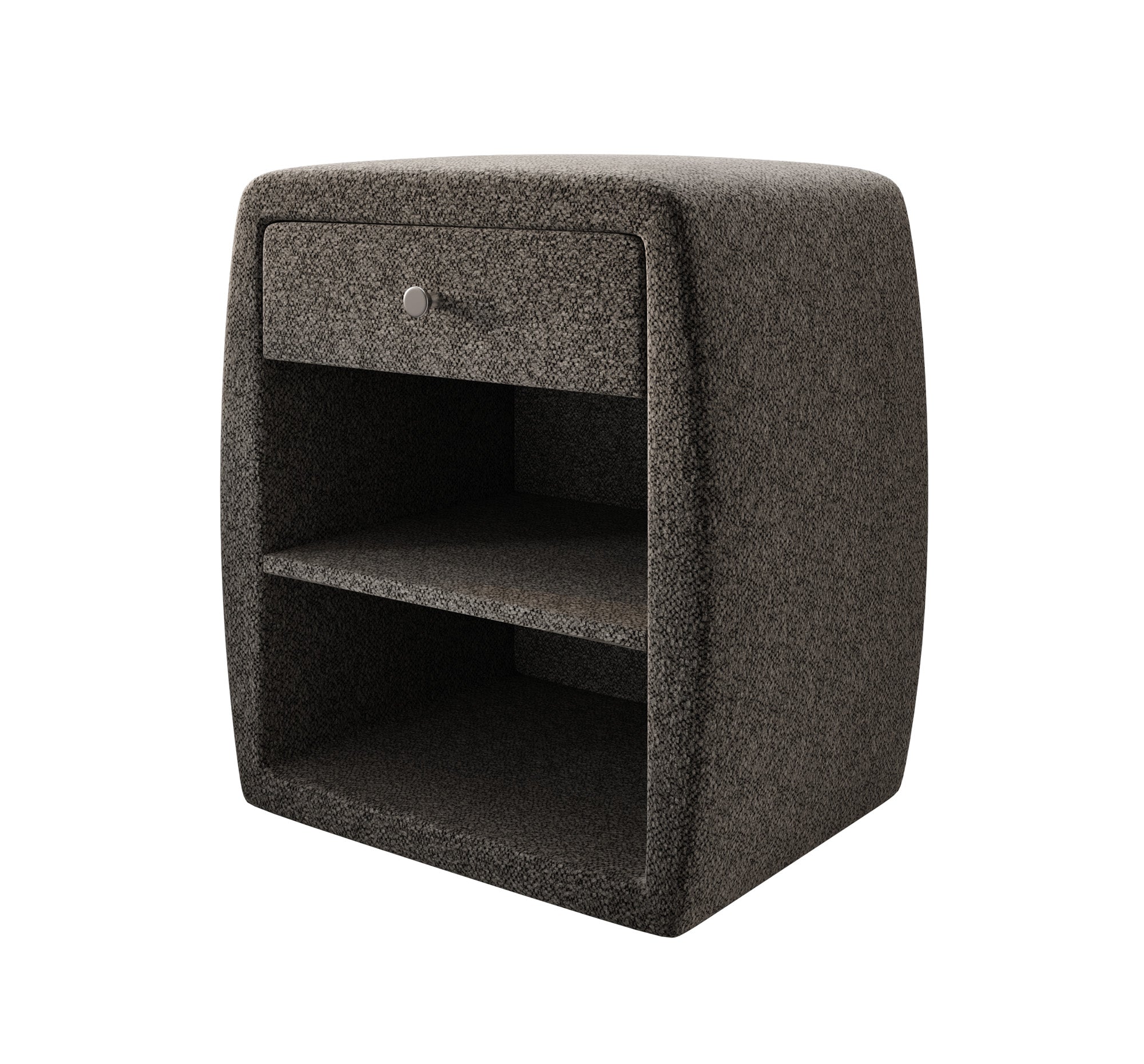 Designer bedside table Lilly with USB port in textured fabric