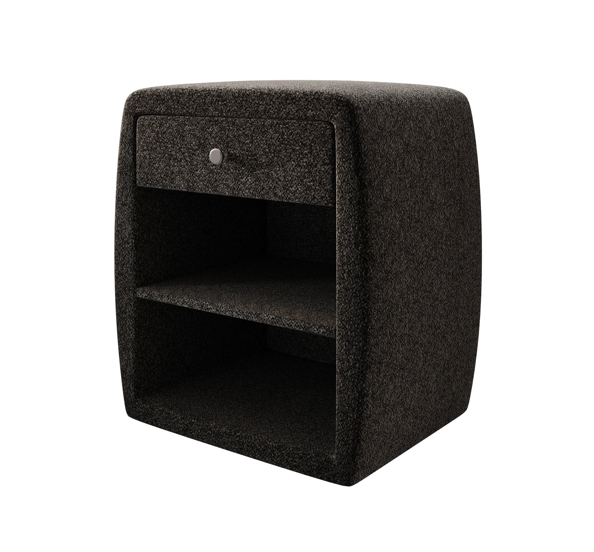 Designer bedside table Lilly with USB port in textured fabric