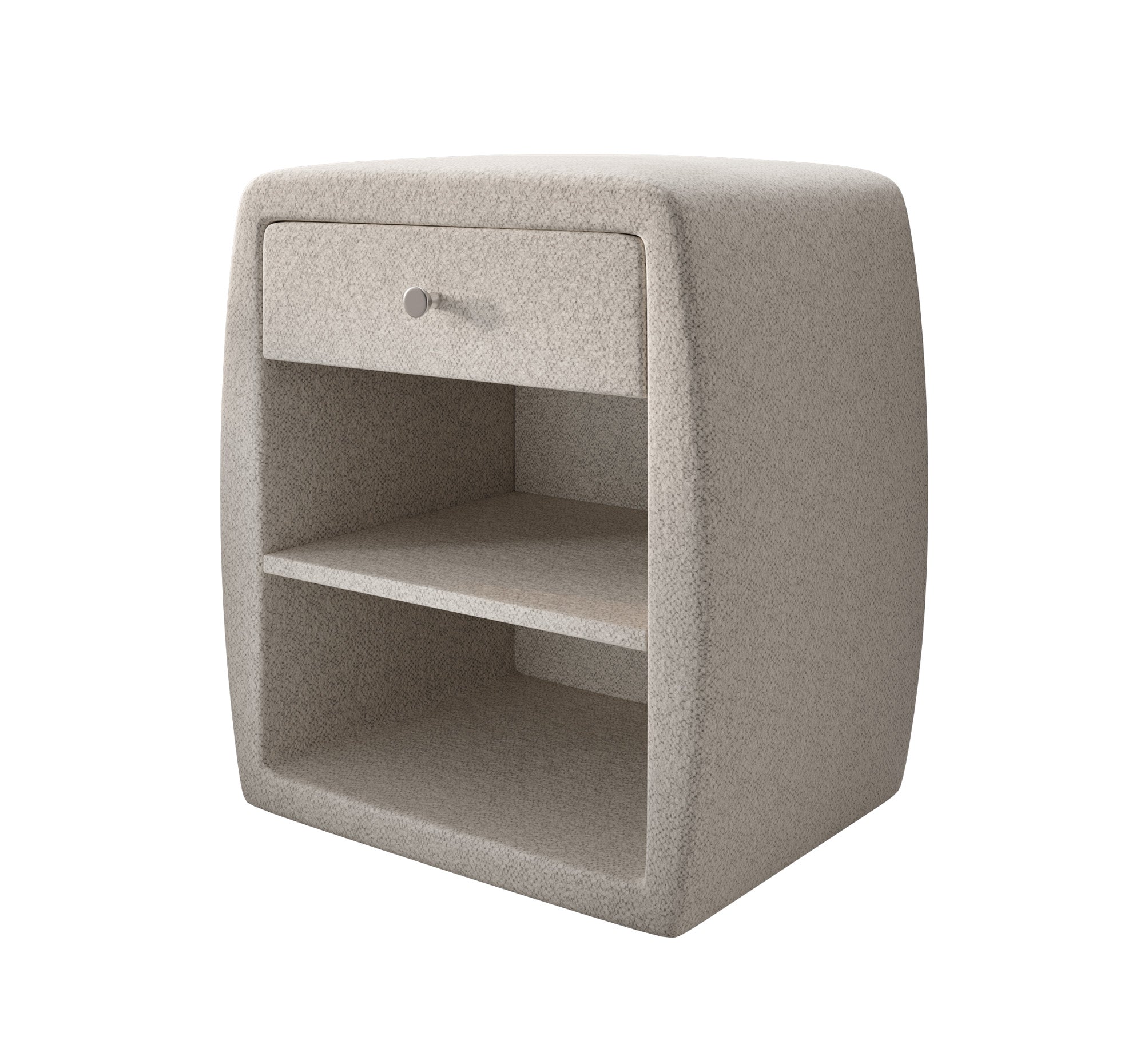 Designer bedside table Lilly with USB port in textured fabric