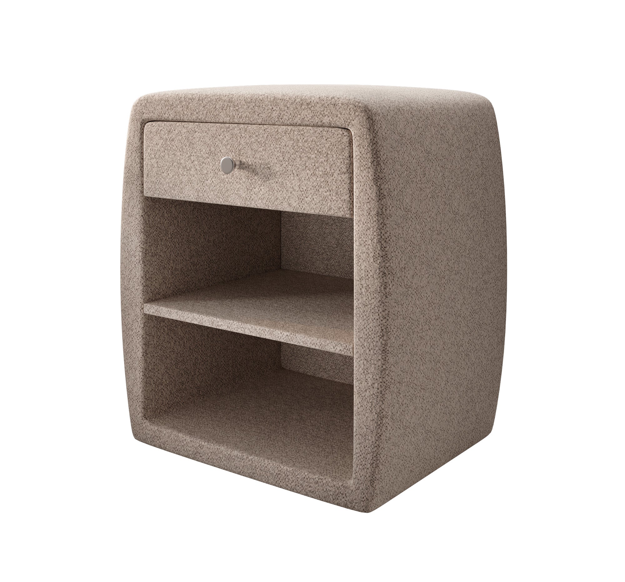 Designer bedside table Lilly with USB port in textured fabric