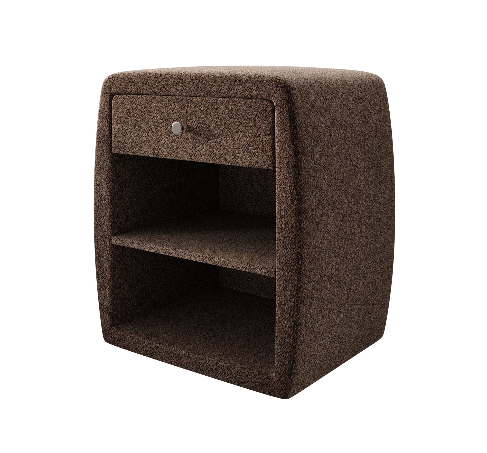 Designer bedside table Lilly with USB port in textured fabric