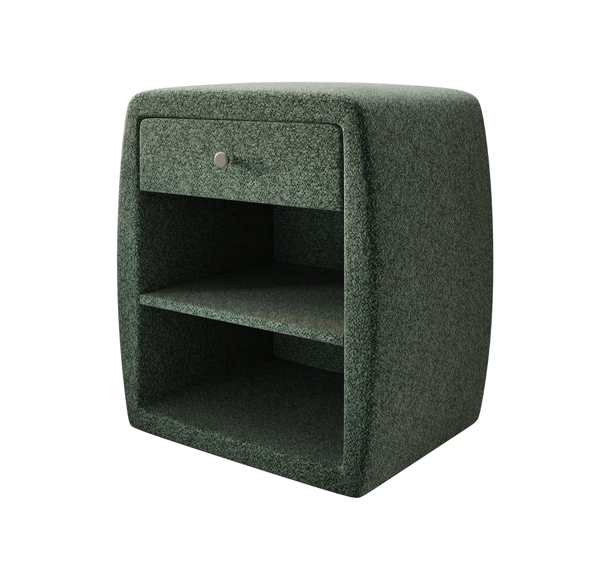 Designer bedside table Lilly with USB port in textured fabric