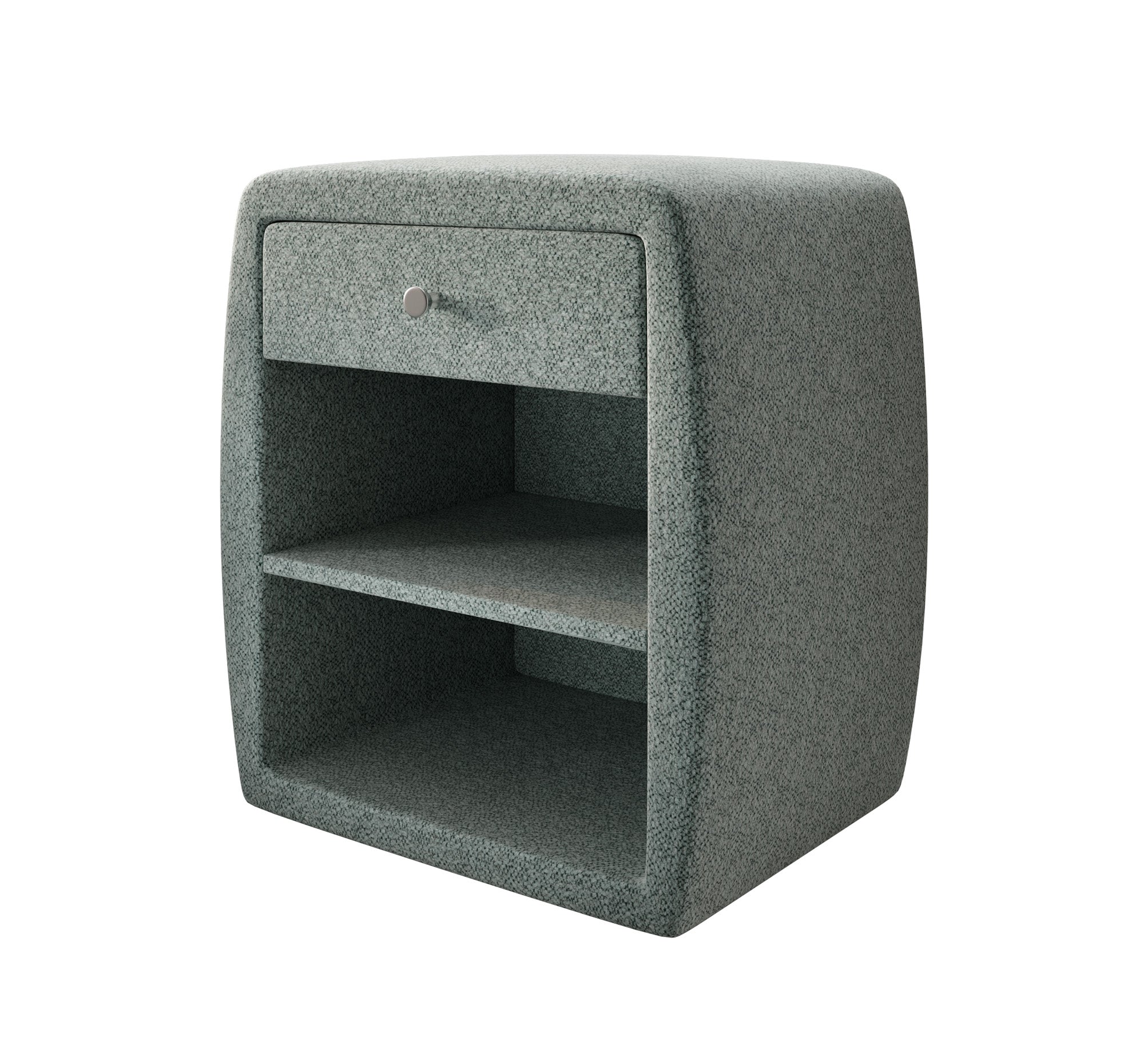 Designer bedside table Lilly with USB port in textured fabric