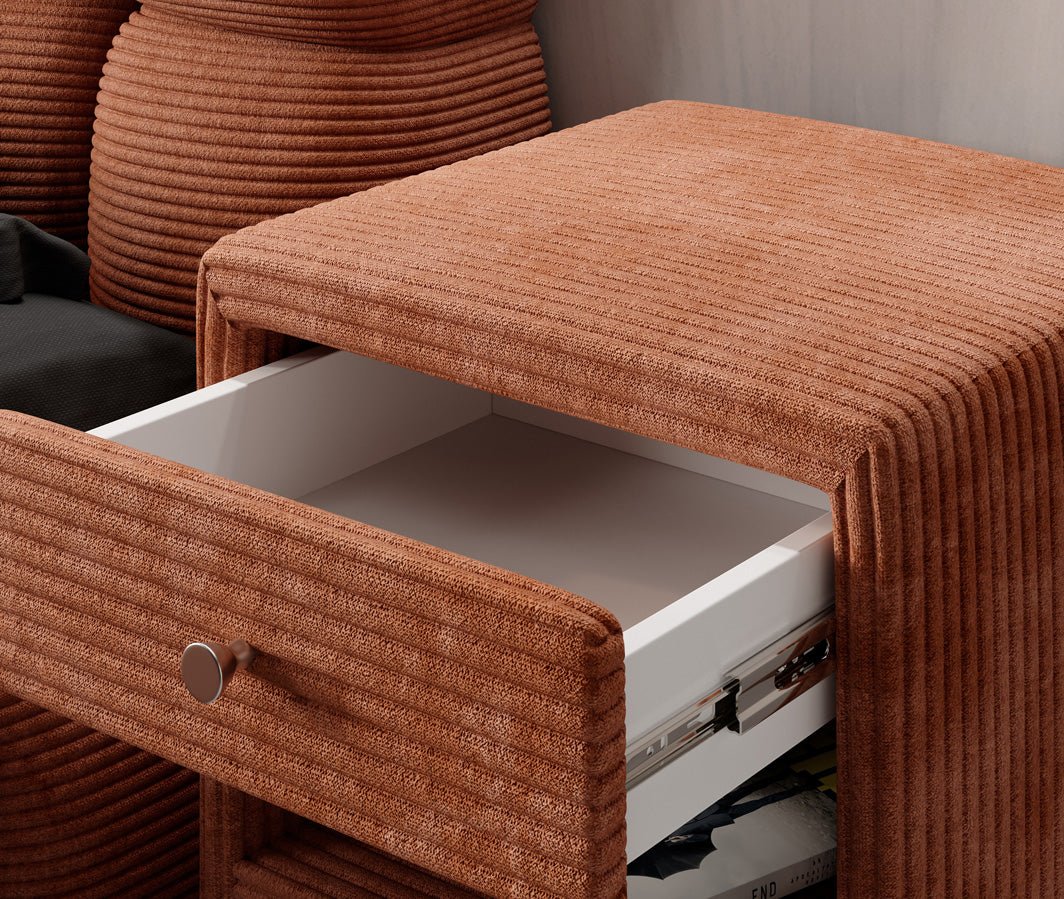 Designer bedside table Amy in corduroy