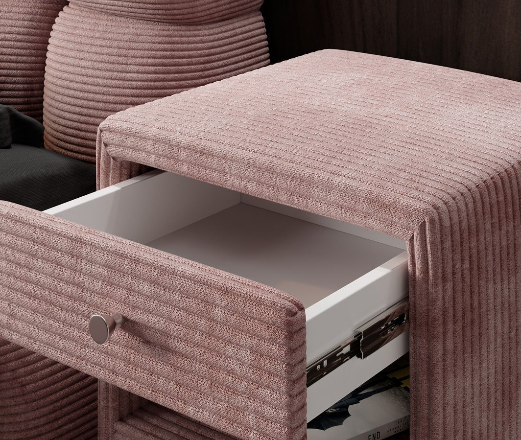 Designer bedside table Amy in corduroy