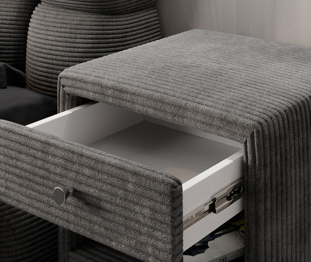 Designer bedside table Amy in corduroy