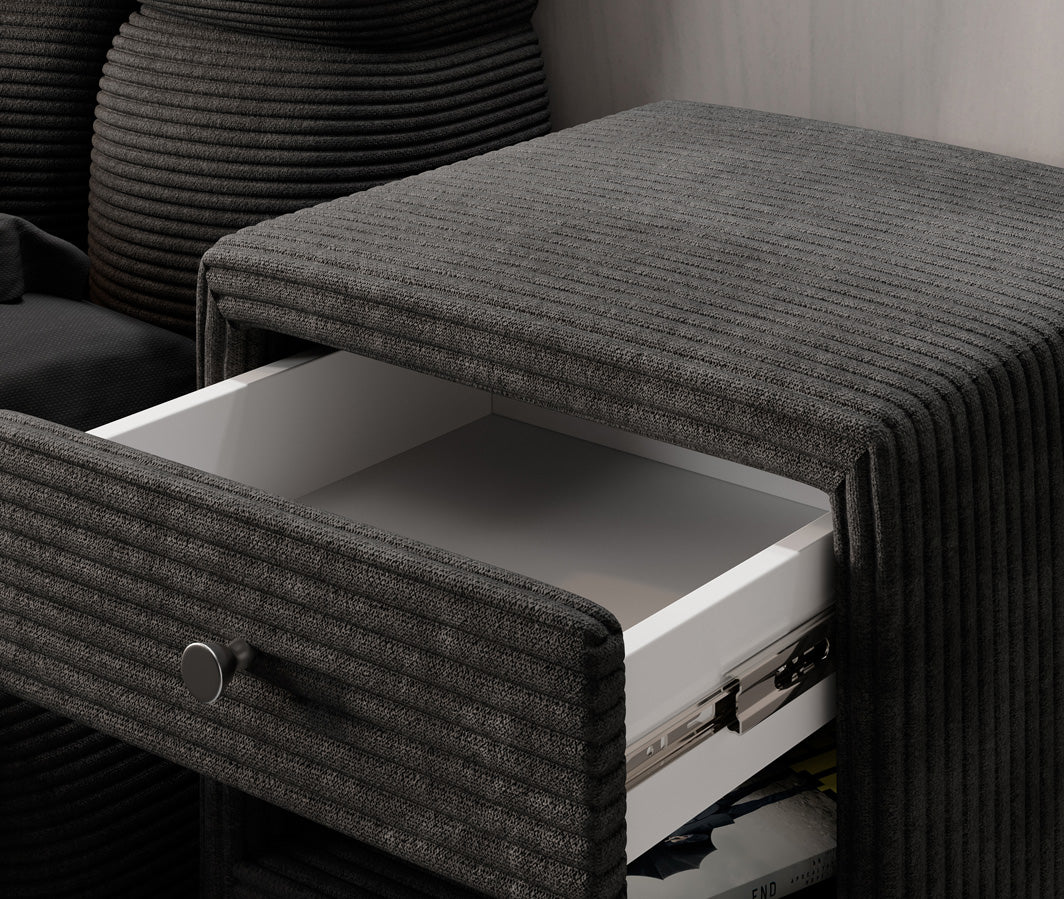 Designer bedside table Amy in corduroy
