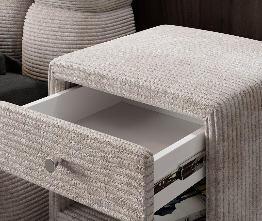 Designer bedside table Amy in corduroy