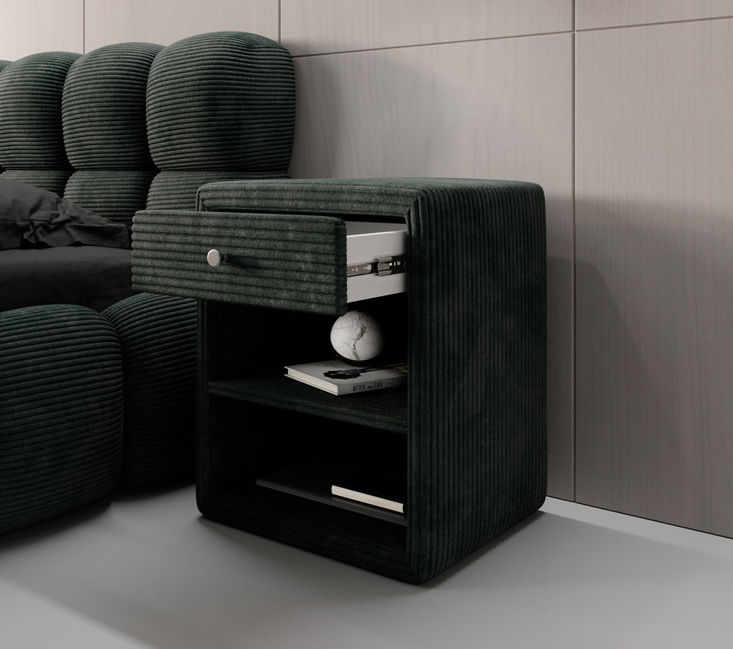 Designer bedside table Amy in corduroy