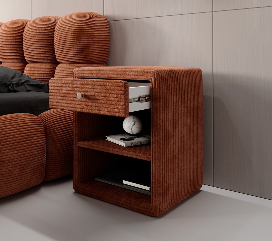 Designer bedside table Amy in corduroy
