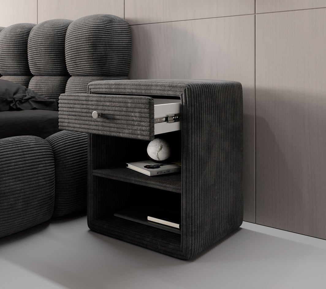 Designer bedside table Amy in corduroy