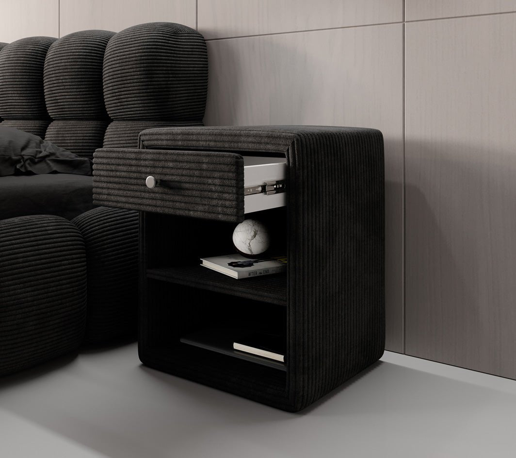 Designer bedside table Amy in corduroy