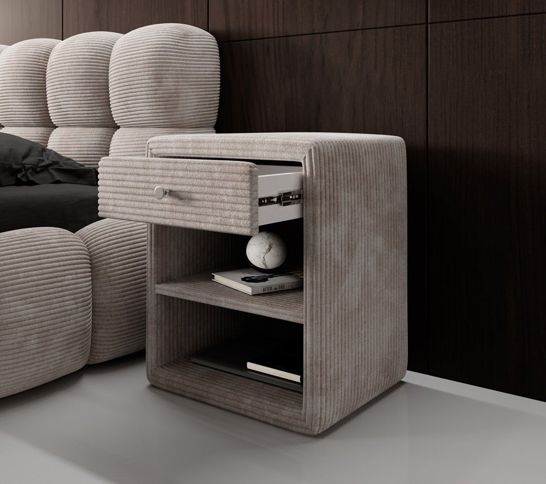 Designer bedside table Amy in corduroy