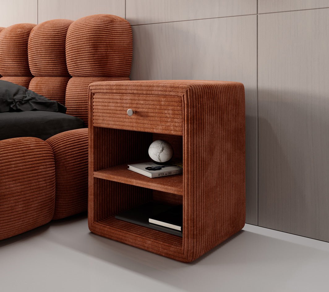 Designer bedside table Amy in corduroy