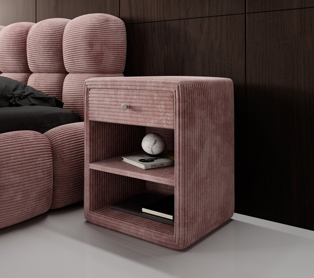 Designer bedside table Amy in corduroy