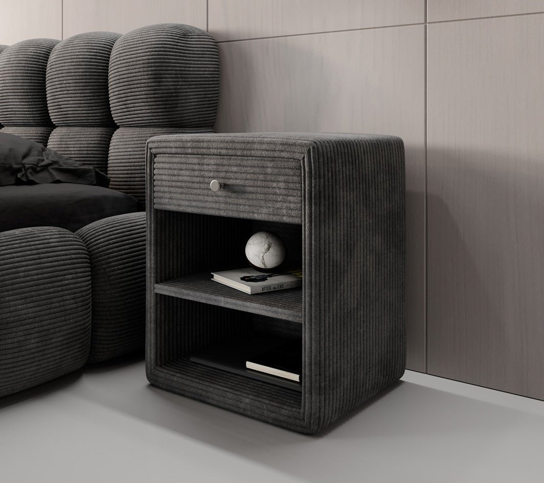 Designer bedside table Amy in corduroy