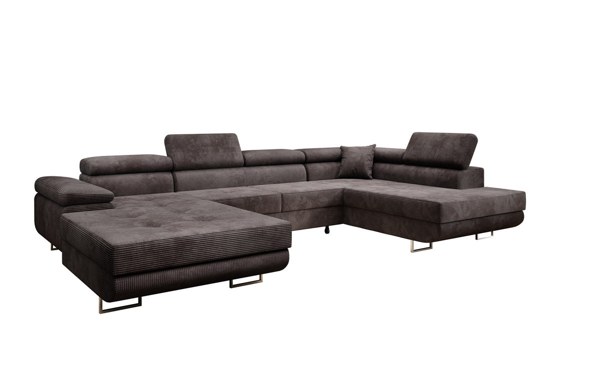 Designer Sofa Lago with sleeping and folding function in corduroy