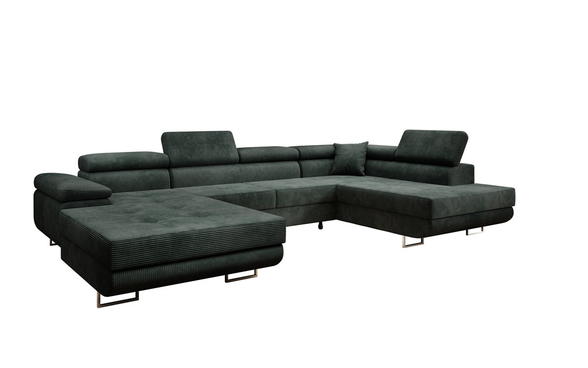 Designer Sofa Lago with sleeping and folding function in corduroy