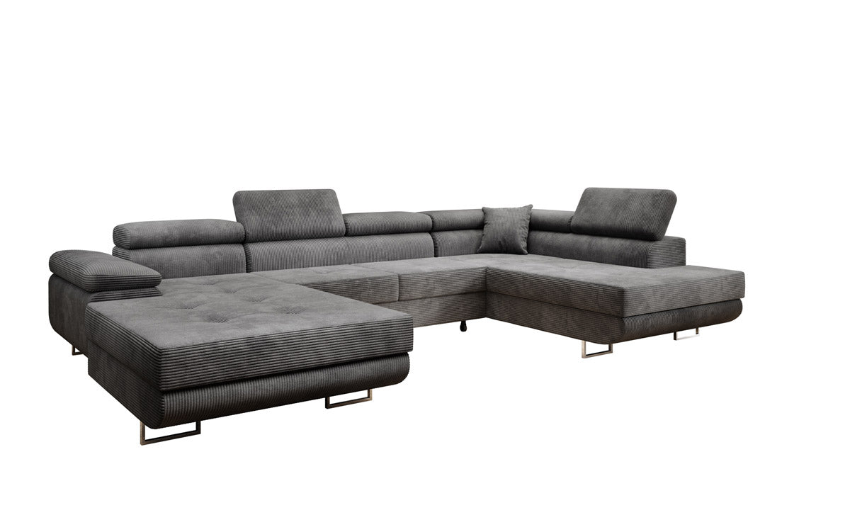 Designer Sofa Lago with sleeping and folding function in corduroy