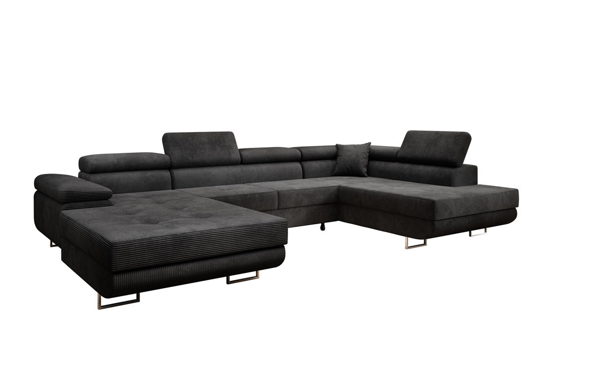 Designer Sofa Lago with sleeping and folding function in corduroy