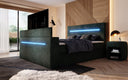 Boxspringbett Sejour mit TV Lift, RGB und Stauraum in Cord