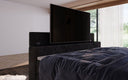 Boxspringbett Sejour mit TV Lift, RGB und Stauraum in Cord
