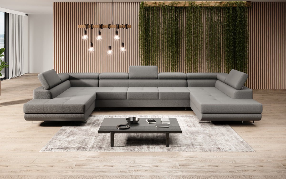 Designer Sofa Taormina with Sleeping and Folding Function in Bouclé