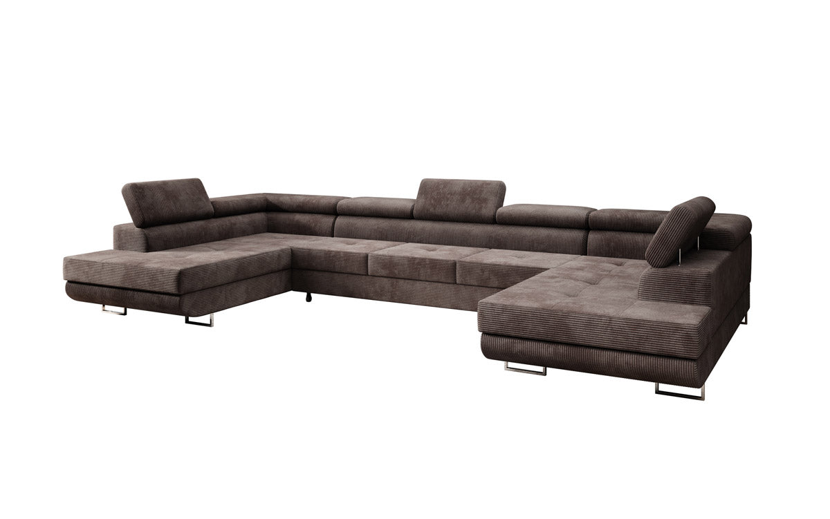 Designer Sofa Taormina with Sleeping and Folding Function in Corduroy