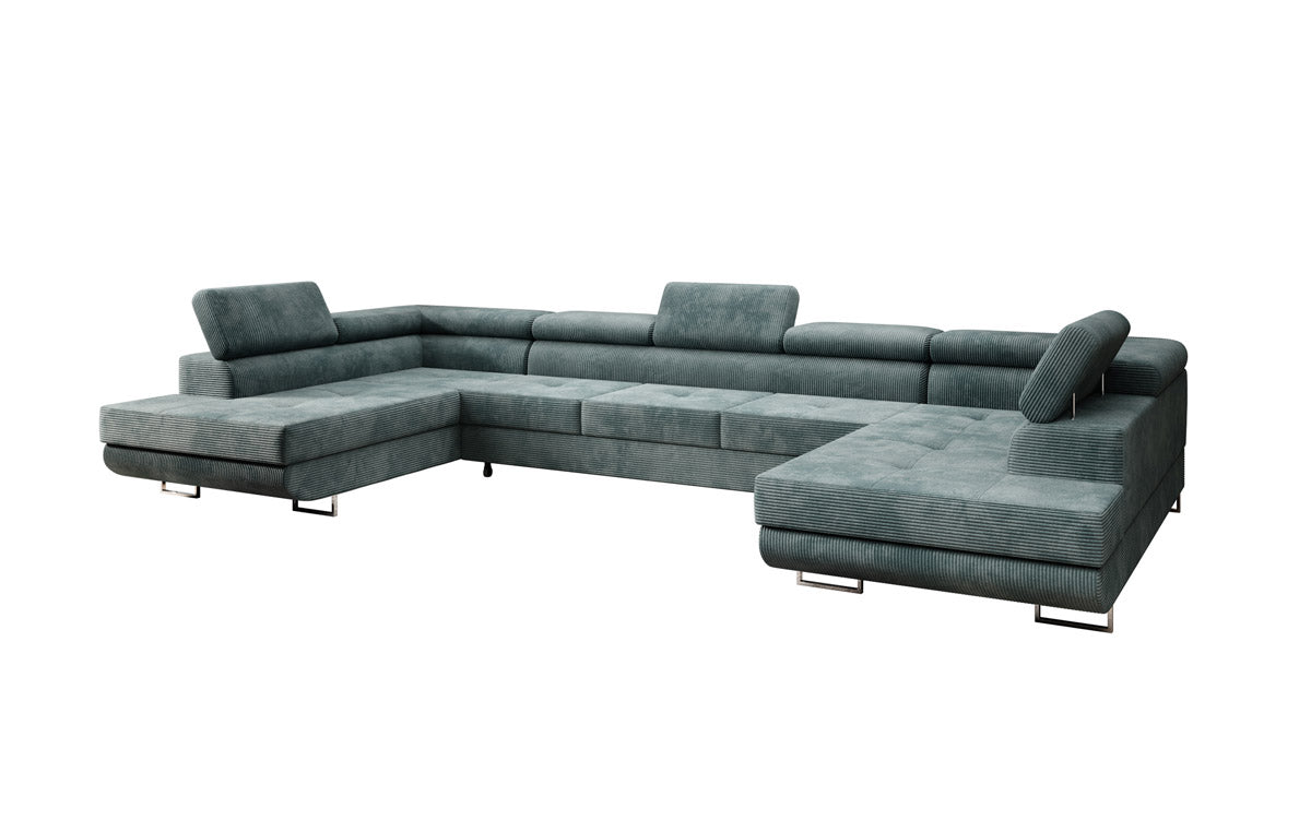 Designer Sofa Taormina with Sleeping and Folding Function in Corduroy